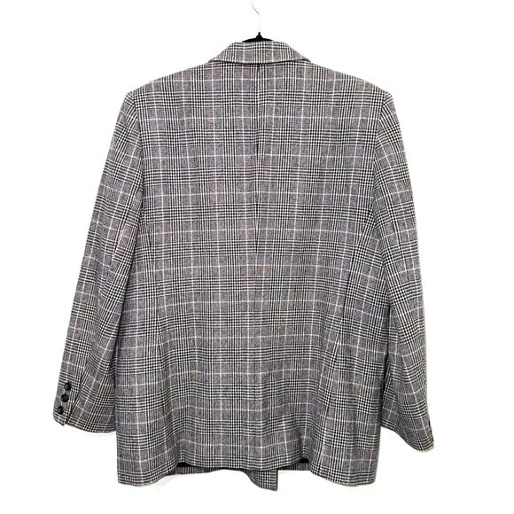 Pendleton Wool Double Breasted Houndstooth Blazer - Black/Lavender/White 14 - Picture 2 of 10